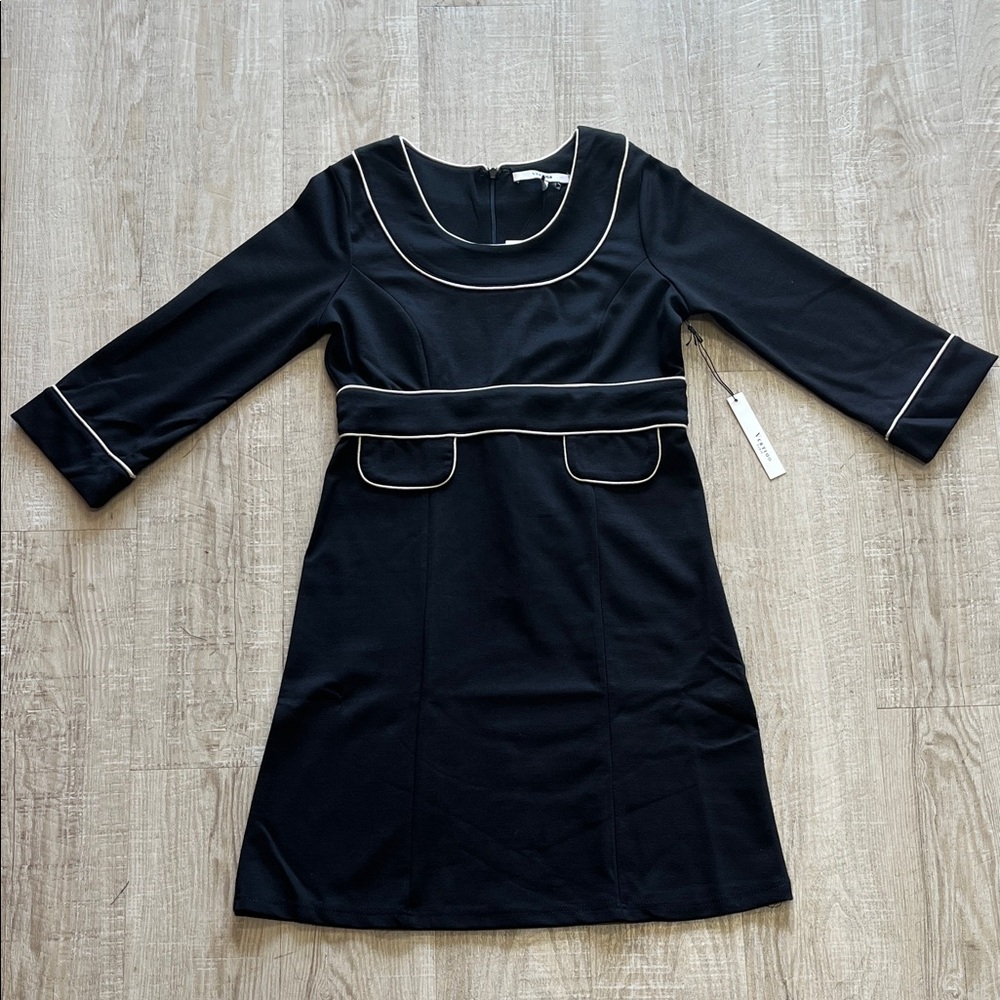 Vertigo Paris Black Mini Dress with White Trim